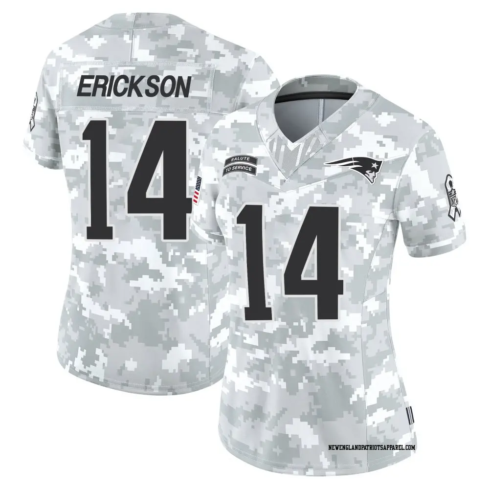 Limited Arctic Camo Women's Alex Erickson New England Patriots 2024 Salute to Service Jersey