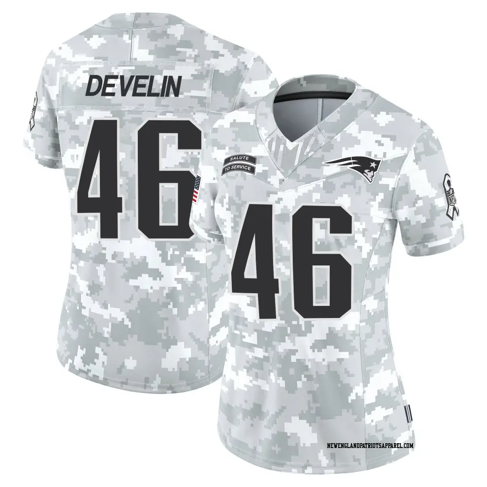 Limited Arctic Camo Women's James Develin New England Patriots 2024 Salute to Service Jersey