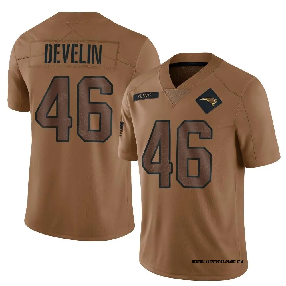 Limited Brown Men's James Develin New England Patriots 2023 Salute To Service Jersey
