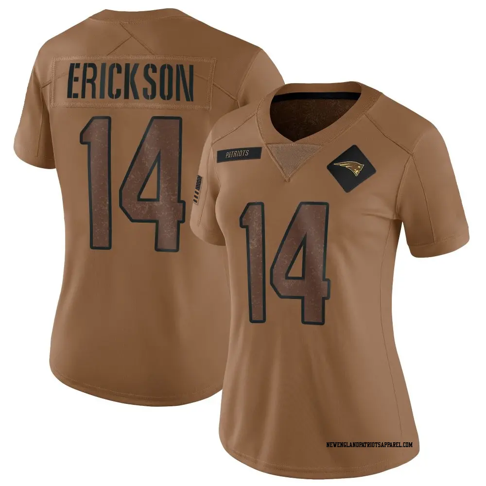 Limited Brown Women's Alex Erickson New England Patriots 2023 Salute To Service Jersey